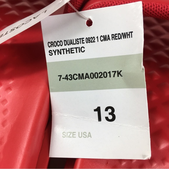 Lacoste Red white Croco Dualiste Slides 0922 Sandals Men’s 12, 13 new - Picture 9 of 10
